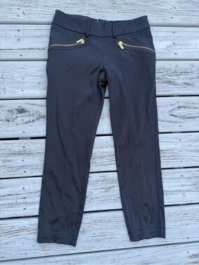 Baby Phat Black Skinny Ankle Pants Gold Logo Zip Stretch Y2K Size 5